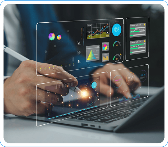 Analyzing Data on a Laptop for IT Solutions in Manufacturing with Interactive Digital Graphs and Charts