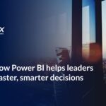 Power BI decision-making blog post hero image showing business leader overlooking city skyline by Vertex